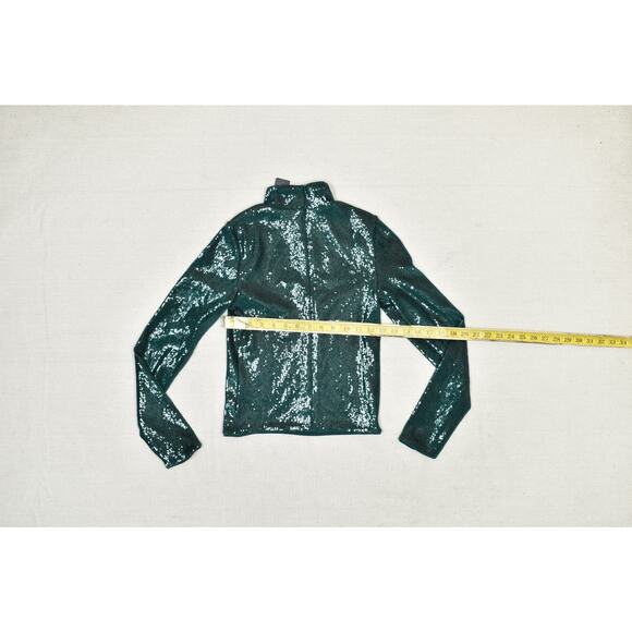 NEW EXPRESS Women's Green Sequin Mock Neck Crop Top Blouse Size XS New with Tags - Picture 5 of 8